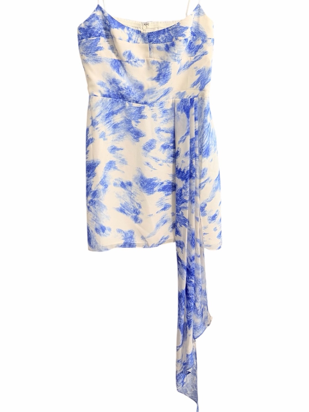 Amanda Uprichard Strapless Treasure Mini Dress in Splash blue,cream NWOT Large
